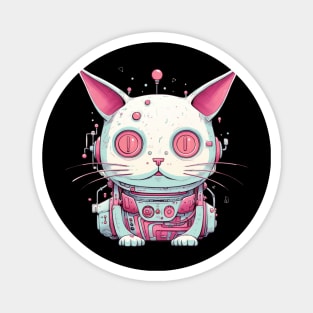 Futuristic Cyber Pink Cat Magnet